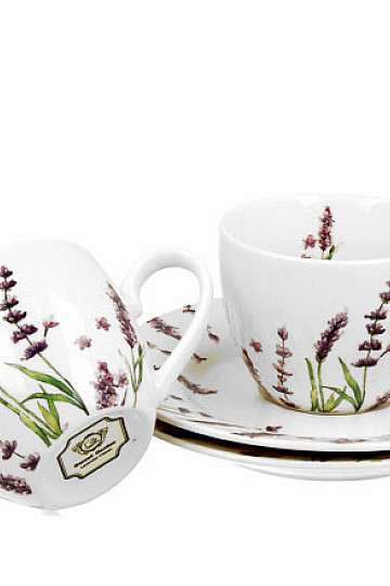 Juego de 2 tazas de café expreso de porcelana Lavanda E šapo
