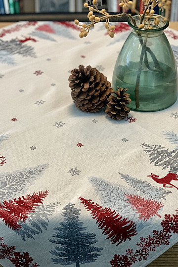 Manteles y pañuelos tapiz navideño ARBOLES CON CIERVOS