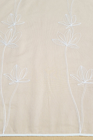 Cortina bordada de lujo BLANCA CON FLORES 11745/290