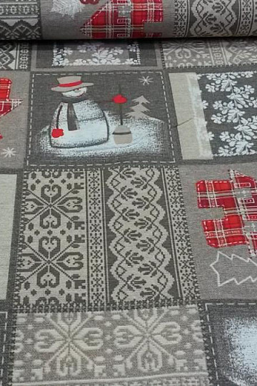 Tela decorativa navideña Muñeco de nieve I