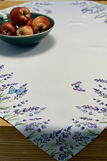 Manteles y bufandas violeta Lavanda con pajaritas
