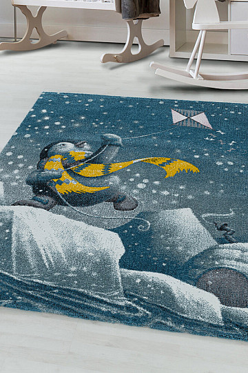 Alfombra infantil de lujo FUNNY BLUE PENGUIN