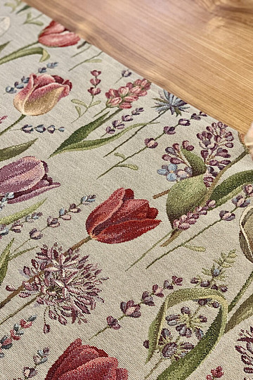 Mantel de gobelino, pañuelo de tulipanes primaverales