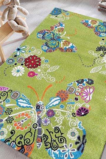 Alfombra infantil MONDO 114 mariposas - verde