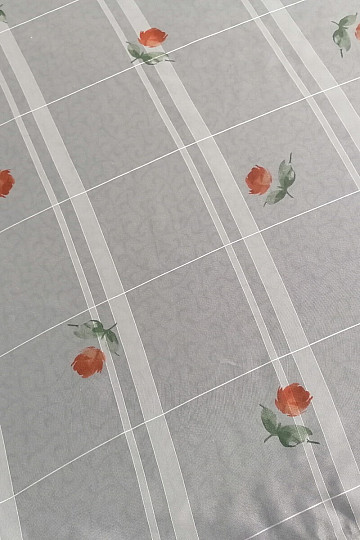 Cortina de voile crema claro - rosas