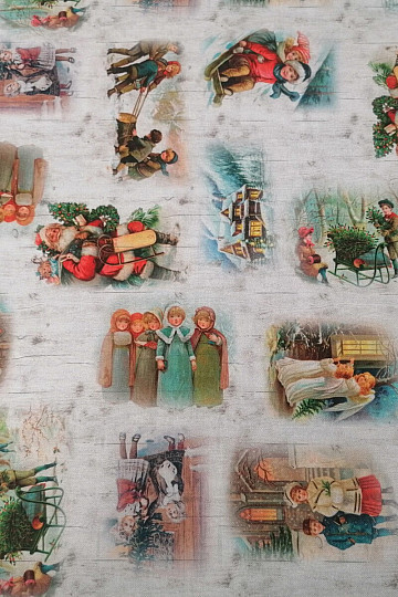 Tela decoración navideña NIÑOS EN INVIERNO