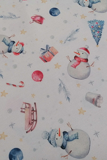 Tela decorativa navideña MUÑECOS DE NIEVE
