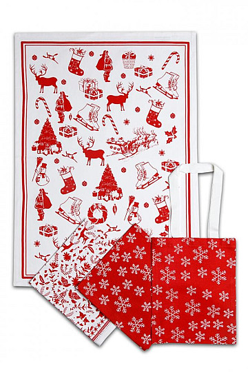 Toallas en bolsa de lona - PATRÓN NAVIDAD INVIERNO