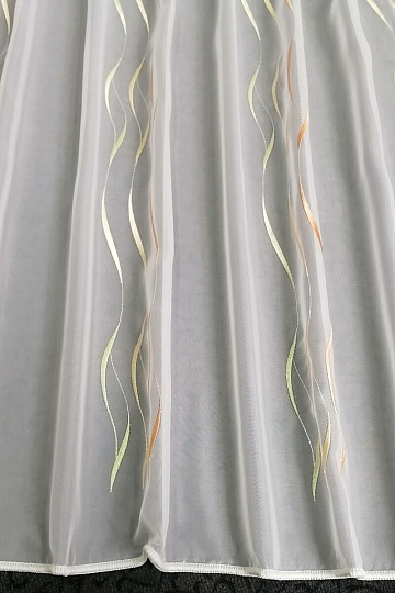 Cortina terminada Gerster Stripes naranja-verde 310x175 cm