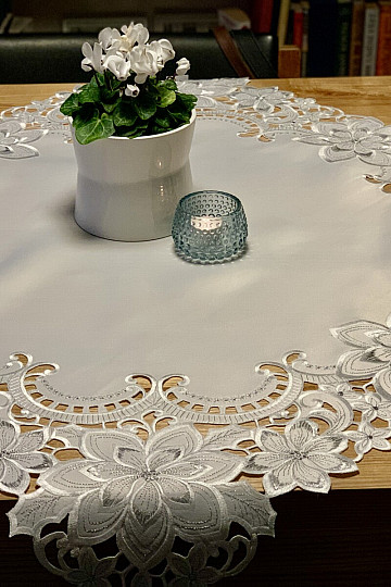 Mantel navideño bordado Estrella Plata