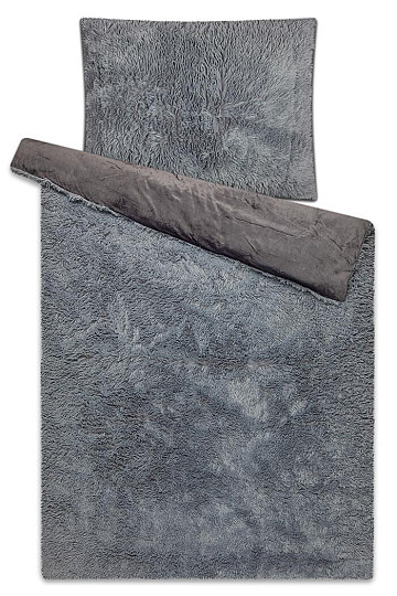 Ropa de cama de microfranela LONGINESS, pelo largo - antracita