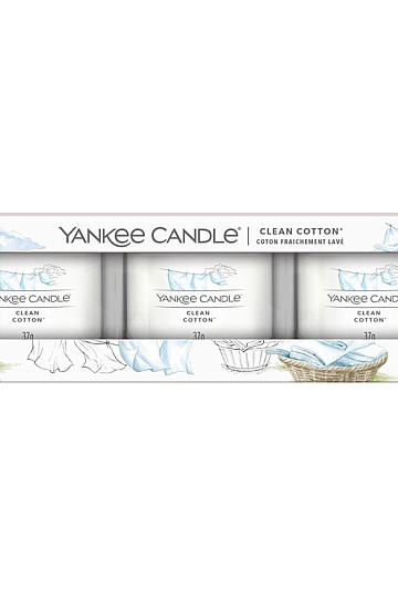 vela YANKEE CANDLE fragancia CLEAN COTTON SET 3 piezas
