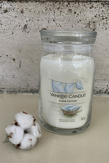 vela YANKEE CANDLE fragancia CLEAN COTTON GLASS GRANDE 2 MECHAS