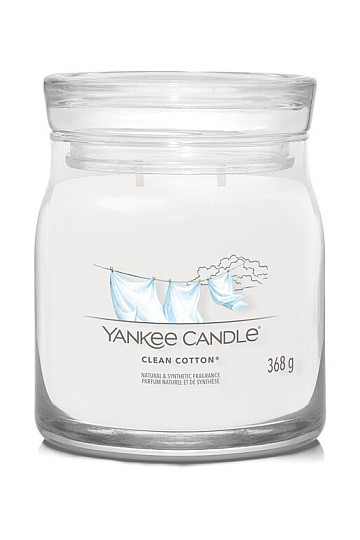 vela YANKEE CANDLE aroma CLEAN COTTON GLASS MEDIANA 2 MECHAS