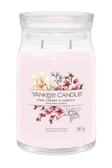 vela YANKEE CANDLE fragancia PINK CHERRY &amp; VANILLA CRISTAL GRANDE 2 mechas