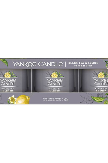 vela YANKEE CANDLE fragancia TÉ NEGRO Y LIMÓN SET de 3 piezas