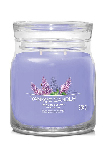 vela YANKEE CANDLE fragancia LILAC BLOSSOMS GLASS MEDIUM 2 mechas