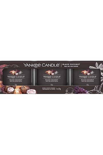 vela YANKEE CANDLE fragancia COCO NEGRO SET de 3 piezas