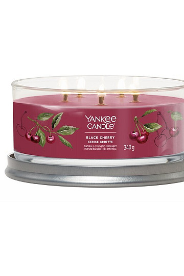 vela YANKEE CANDLE fragancia BLACK CHERRY TUMBER MEDIUM 5 mechas