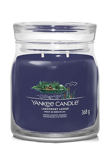 vela YANKEE CANDLE fragancia LAKEFRONT LODGE GLASS MEDIUM 2 mechas