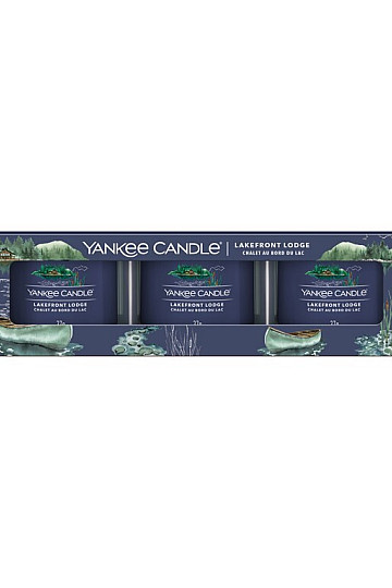 vela YANKEE CANDLE fragancia LAKEFRONT LODGE SET 3 piezas