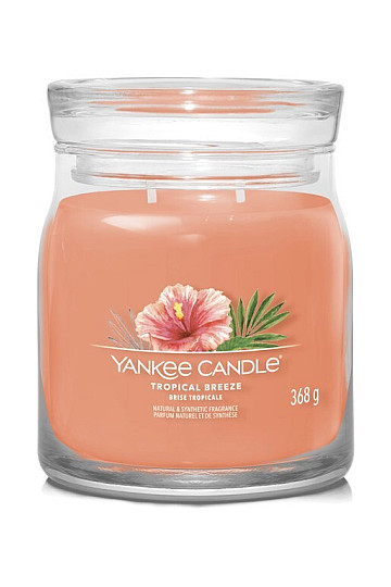 vela YANKEE CANDLE fragancia TROPICAL BREEZE GLASS MEDIUM 2 mechas