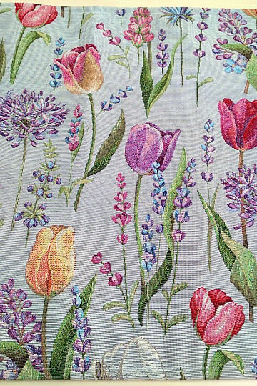 Mantel tapiz, bufanda Primavera - tulipanes gris-azul