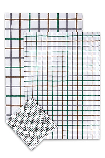 Paños de cocina jacquard MIX CUADROS VERDE