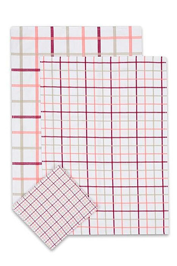 Paños de cocina jacquard CUADROS SALMÓN MIX