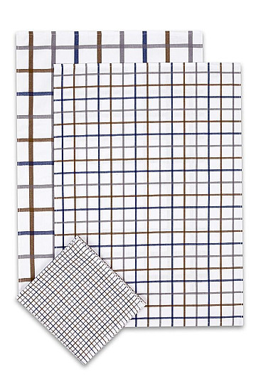 Toallas jacquard MIX CUADROS AZUL