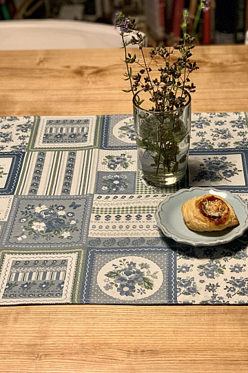 Mantel y chal TOSCANA VALERY PATCHWORK azul