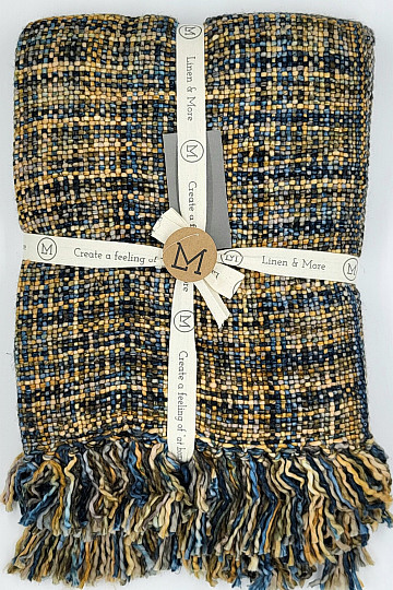 Plaid de lujo YARA WOLF BROWN azul