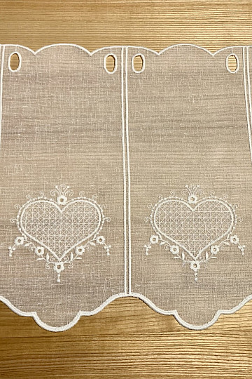 Cortina bordada de lujo GERSTER HEART 11807 crema