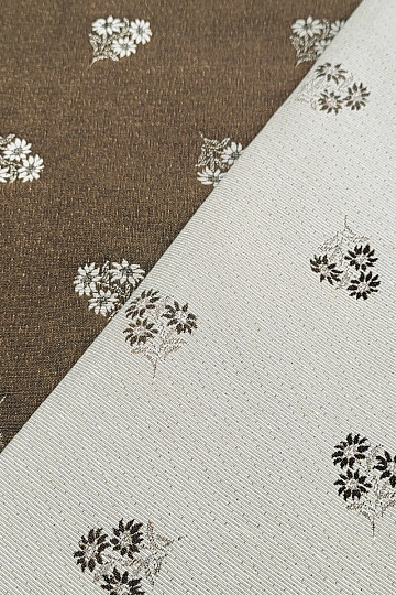 Tela decorativa jacquard FLORES ALPINAS MARRÓN