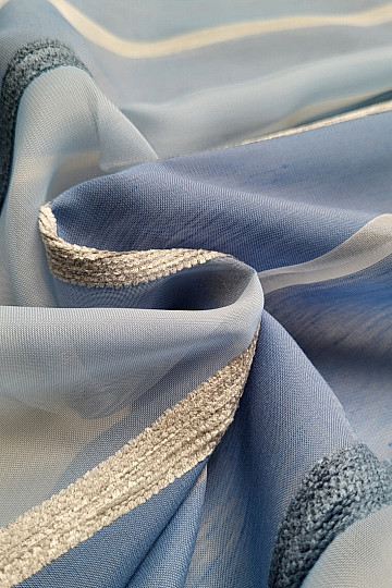 Cortina voile RAYAS BLANCAS AZULES