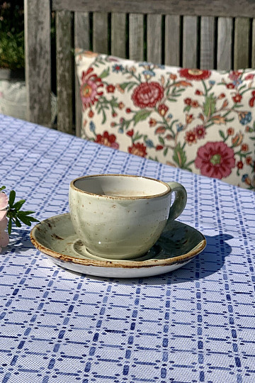 Mantel y pañuelo MONTANA GRID AZUL