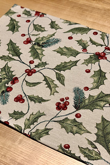 Mantel y bufanda tapiz ACEBO NAVIDEÑO