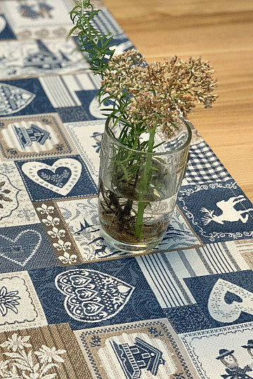 Mantel tapiz, bufanda PATCHWORK SRDCE azul
