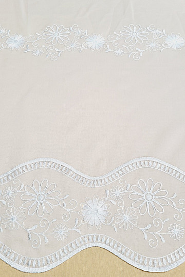 Cortina bordada V 325 FLOR blanco