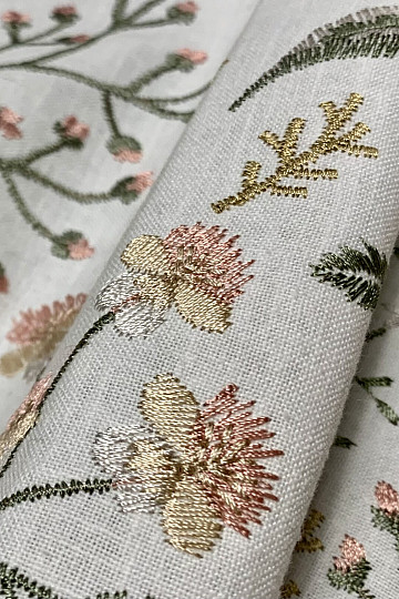 Tela decorativa bordada con flores JENGIBRE