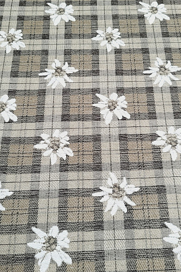 Lujosa tela decorativa FLORES Y DIAMANTES, sv. marrón