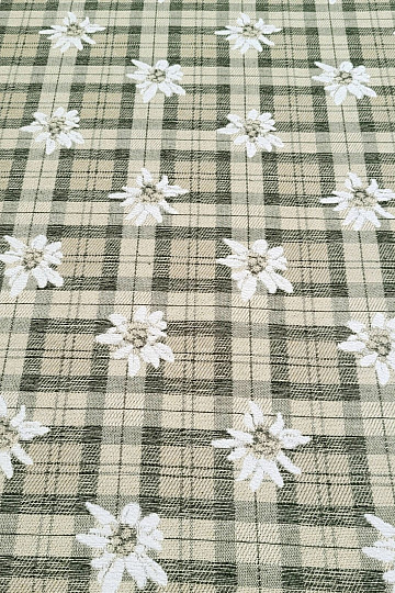 Lujosa tela decorativa FLORES Y DIAMANTES verde