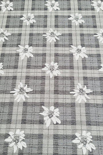 Lujosa tela decorativa FLORES Y CUADROS gris