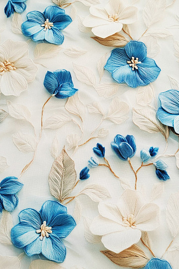 Tela decorativa GARDEN azul y blanco