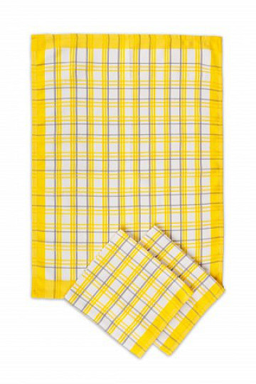 Toallas Tradicional cuadros AMARILLO 3uds