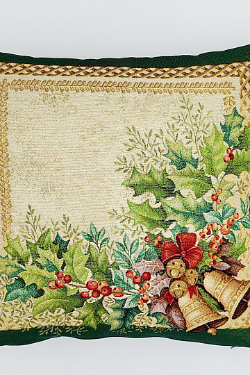 Funda de tapiz navideño GOLDEN BELLS ribete verde
