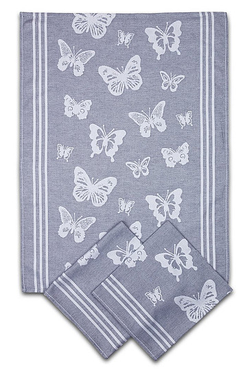 Toallas MARIPOSAS GRIS 3uds