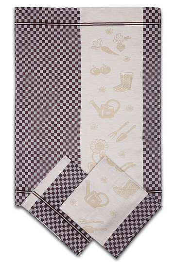 Paños de cocina GARDEN CUBE MARRÓN 3uds