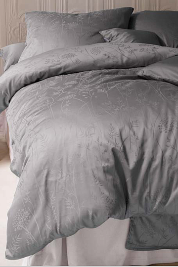 Lujoso damasco de algodón RIO GRIS OSCURO