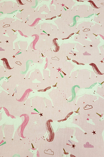 Tela de algodón UNICORNIOS DE COLORES